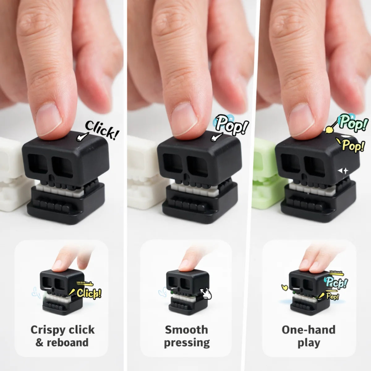 Skull Clicker - Clean looking Satisfying pocket clicker (Best Seller) 🤯😄